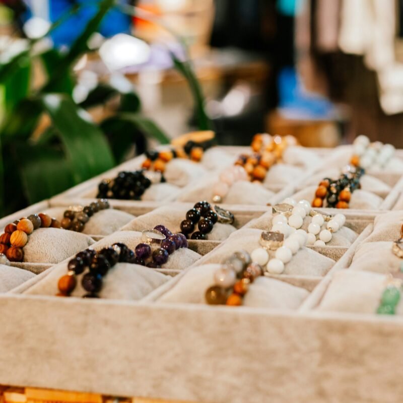 a tray with a bunch of beads in it